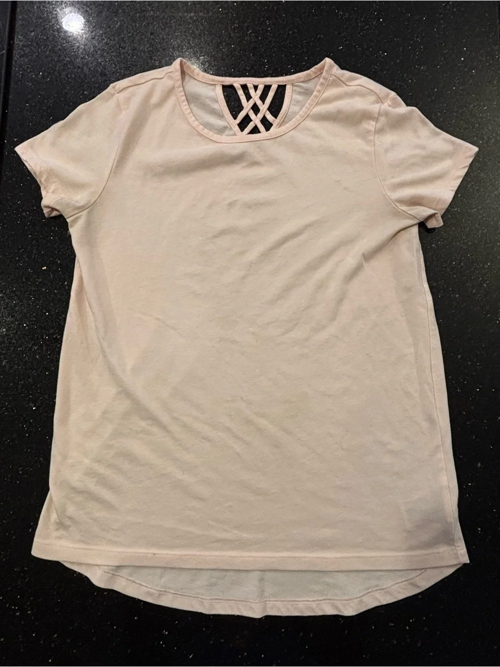 Light Pink Short-Sleeve Crisscross Back Tee Back To School Girls XL (14) OldNavy